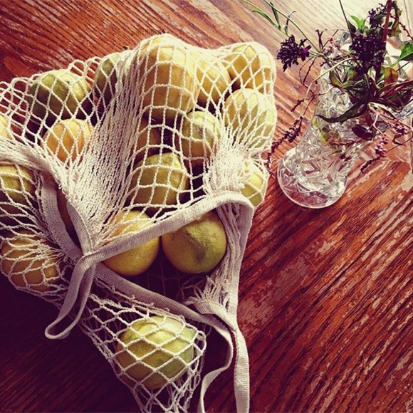 Cotton Net Short Handle French Tote - Picture 2 of 7